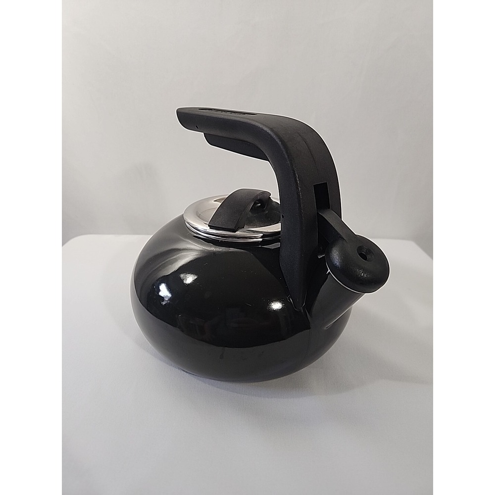 KitchenAid Enamel Teapot Kettle Black Stovetop Whistling‎ Handle 2 Quart Cozy - Picture 4 of 12